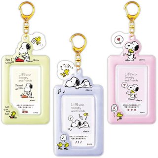asdfkitty*SNOOPY史努比 票卡套附鑰匙圈 證件套 悠遊卡套 隨身相框-可放照片-日本正版商品