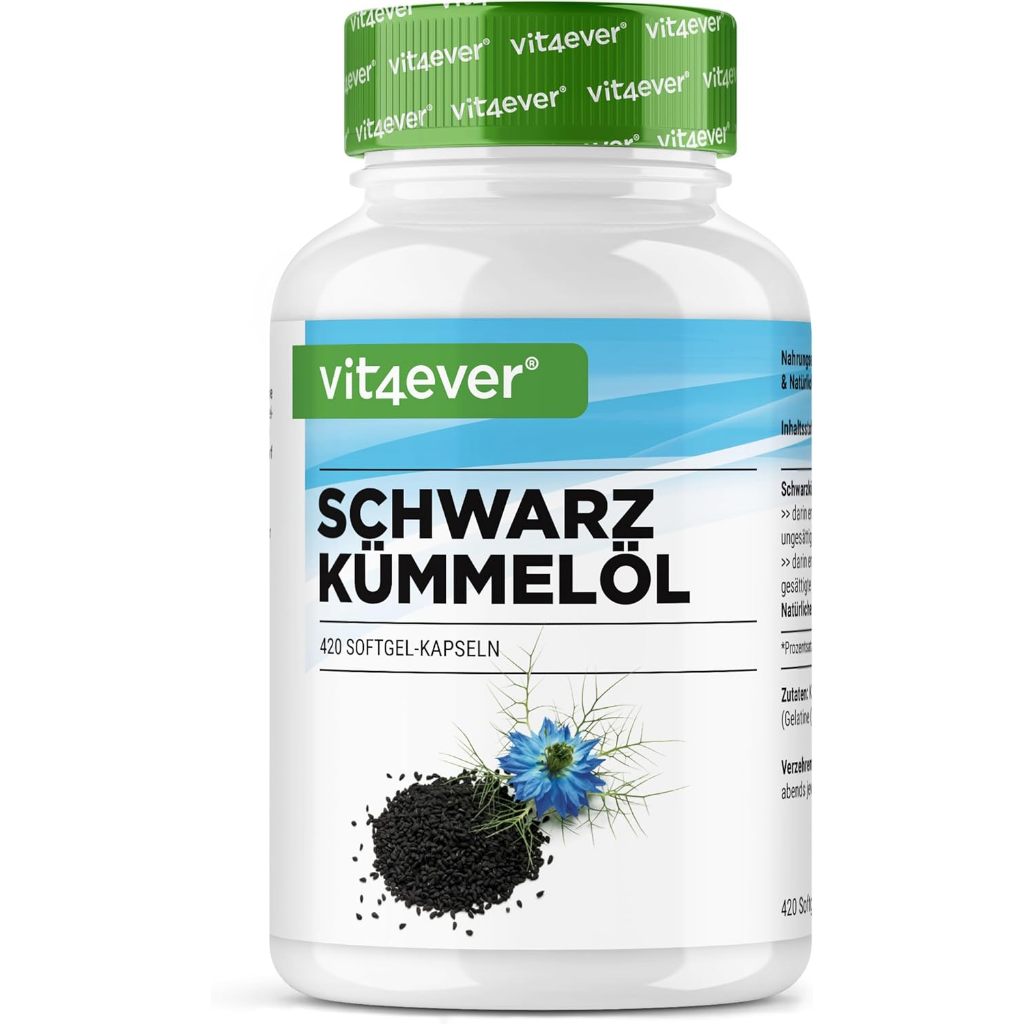 德國純素有機認證  420顆  黑孜然油 1000mg  黑種草油  7個月的用量  80％必需脂肪酸和維生素