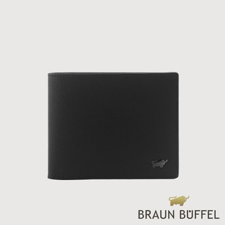 【BRAUN BUFFEL】默瑟-II 8卡中間翻零錢袋短夾-黑色(德國小金牛台灣總代理)/BF384-318-BK