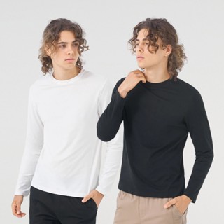 GIORDANO 男裝圓領素色長袖上衣【多色任選】13024781