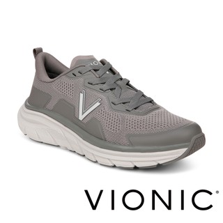 【VIONIC 法歐尼】MWalkMax麥克斯 男款輕盈中底回彈技術流線時尚緩衝支撐穩定運動鞋(深灰/黑白)