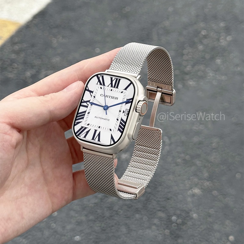 米蘭磁吸金屬錶帶適用Apple Watch Ultra錶帶11 10 9代 7 6 5 SE 49 45 46 41mm