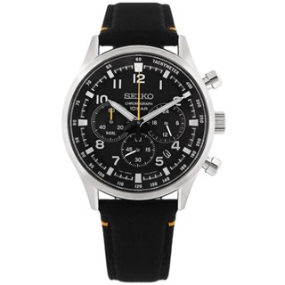 SEIKO 精工 / 競速潮流 三眼計時 日期 防水100米 尼龍手錶 黑x銀框 / SSB449P1 / 43mm