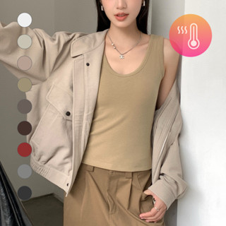 𝙎𝙋𝙊𝙏 現貨 韓社圓領棉質保暖磨毛胸墊背心 bra top 磨毛背心 保暖背心 內搭背心 發熱衣 固定杯 罩杯式小可愛