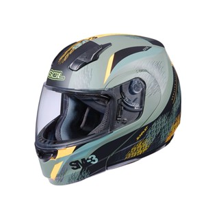 【SOL Helmets】SM-3可掀式安全帽 (流星 消光綠/橘) ｜ SOL安全帽官方商城