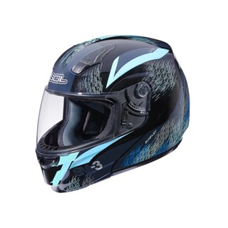 【SOL Helmets】SM-3可掀式安全帽 (流星 黑/藍綠) ｜ SOL安全帽官方商城