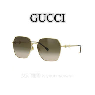 【艾斯維爾】正品Gucci 太陽眼鏡 多邊形女神款 經典馬銜扣 墨鏡 GG0882SA