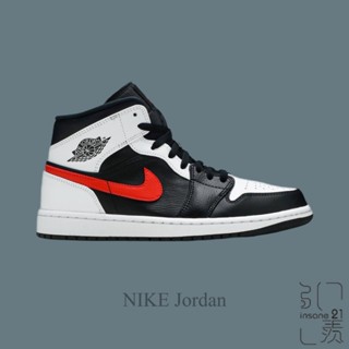 NIKE AIR JORDAN 1 MID"BLACK CHILE RED WHITE"黑白紅熊貓 554724-075