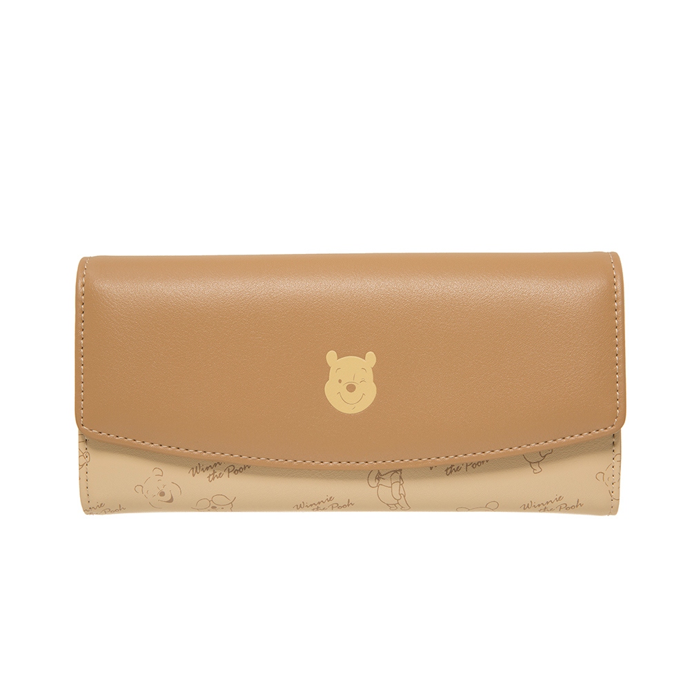 【OUTDOOR】迪士尼Disney-小熊維尼翻蓋長夾-米ODDY23H01BG（零碼出清商品-若不介意壓痕瑕疵再下單）