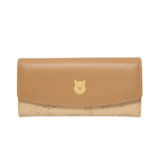 【OUTDOOR】迪士尼Disney-小熊維尼翻蓋長夾-米ODDY23H01BG（零碼出清商品-若不介意壓痕瑕疵再下單）