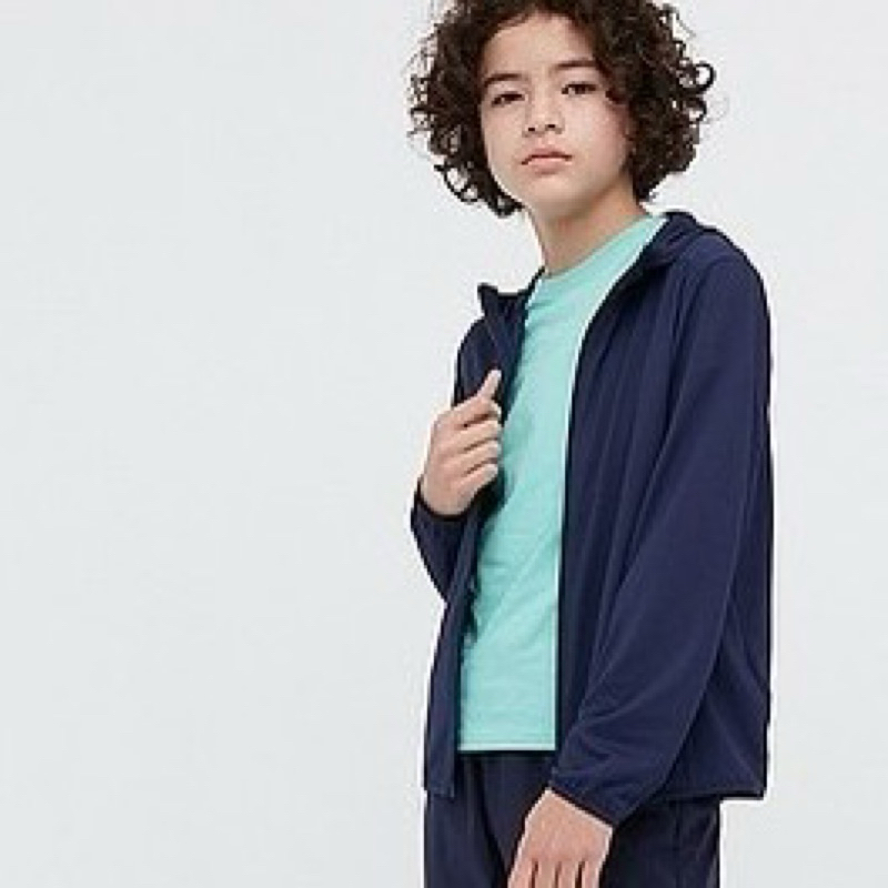 Uniqlo Airism 抗UV 涼感網眼連帽外套 兒童 防曬薄外套