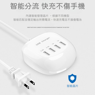 【臺灣現貨】多功能智慧分流充電器 4孔USB延長線 排插 快充延長線 多孔插座 手機充電插座 多孔充電器