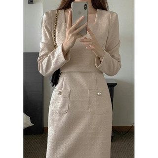 🇰🇷Chloe C. 韓國東大門服飾🇰🇷 eeyou 正韓方領小香風長袖長版連身裙