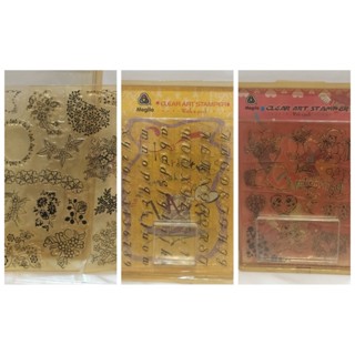 ＊謝啦二手書＊透明印章 矽膠印章 附壓克力 花植物／英文字母／小熊(單售) 自由組合蓋印 美勞工具