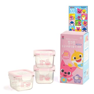 韓國境內版🇰🇷現貨/韓國製 pinkfong 碰碰狐 Babyshark 鯊魚寶寶 玻璃保鮮盒 副食品 量杯 刻度測量