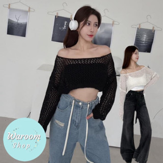 Waroom|高雄現貨 🇰🇷正韓初秋鏤空半截針織上衣|短版上衣|針織罩衫|女裝|洞洞裝|鏤空上衣|YIFAN 1016