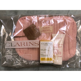 CLARINS克蘭詩滿額禮 身體舒爽護理油30ml+竹子精華身體去角質霜30ml+化妝包