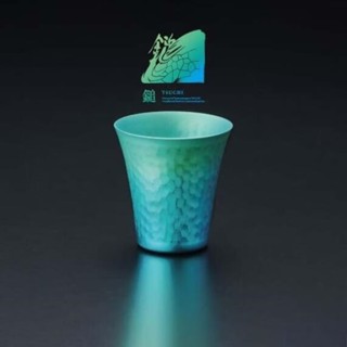 tsuchi 日本燕三條製 鎚目紋純鈦清酒杯 sk-010 藍綠色 aurora