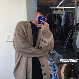 【PCRSTUDIO】針織 外套 開衫外套 上衣 寬鬆 毛衣 長袖 排扣 V領 韓系 休閒 秋冬 韓版 情侶 百搭 潮流