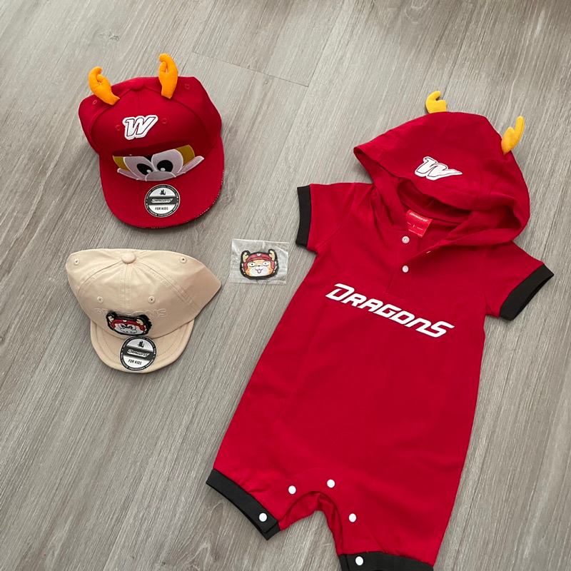 臺職棒 味全龍 龍字 威弟龍角兒童T恤包臀衣服 DragonsX白爛貓聯名老帽 威弟造型兒童帽