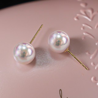 【La Corser】現貨 3-7.5mm 入門款 日本 Akoya 珍珠耳釘 天然海水珍珠素釘 18K金 簡約 送禮
