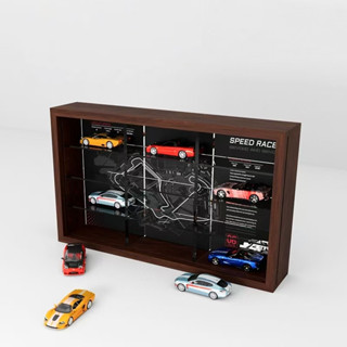 【臺灣現貨|賽道款壁掛場景模型】抽拉門 掛墻【1:64】模型車收納 tomica多美小汽車收納6車位/12車位/30車位