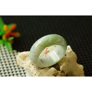 特價U3733玉戒指❀17#瑕疵品 翡翠玉A貨水潤飄綠花超寬版戒圈指環戒子【緬甸玉翠軒】玉首飾品 男女款式