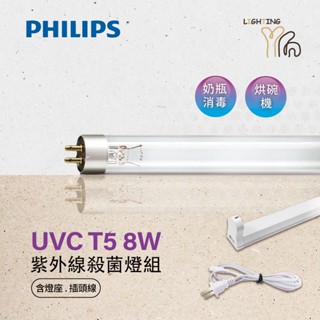 【劃得來燈飾】波蘭製 PHILIPS飛利浦 T5 8W G8 殺菌燈組 110V UVC 紫外線燈具 藍光燈