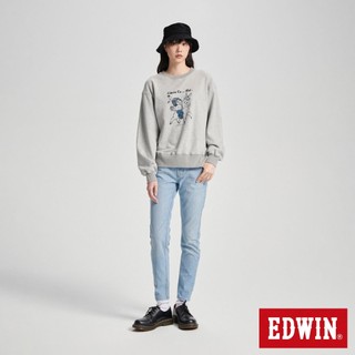 EDWIN 女款 BLUE TRIP 寬版印地安長袖T恤(銀灰色)