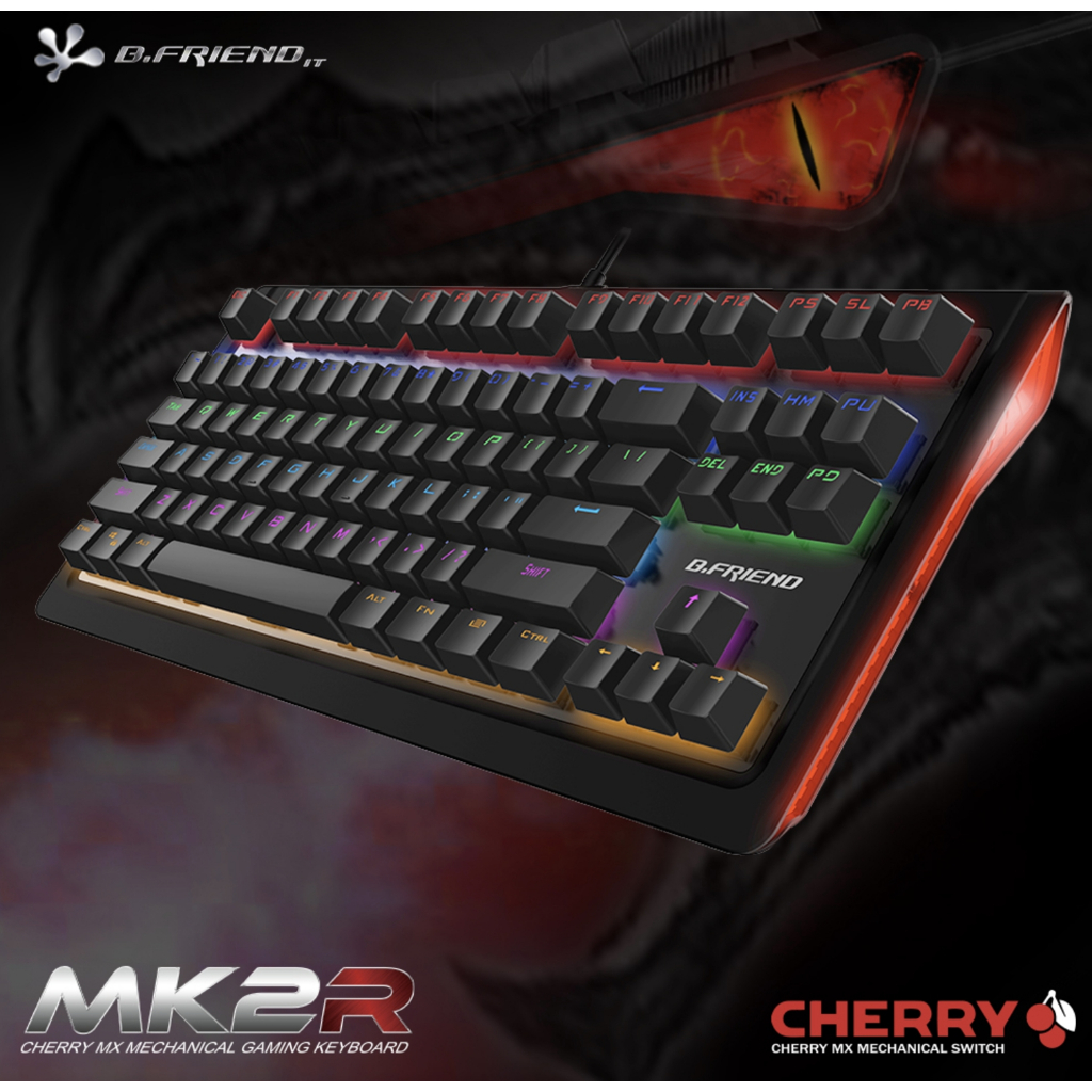 【底部橡膠微NG】B.Friend MK2R Cherry 青軸 紅軸 RGB 遊戲發光 電競鍵盤 兩區塊機械鍵盤