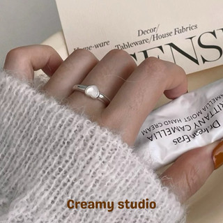 Creamy 現貨 曖曖內含光 韓系 簡約 百搭 設計 貝殼 珍珠光 愛心 可調節 戒指