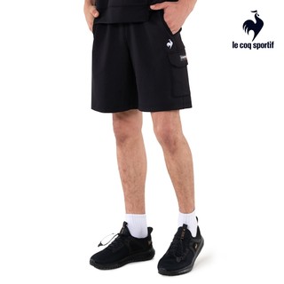 【LE COQ SPORTIF 法國公雞】休閒潮流針織運動短褲-男女款-黑色-LWU83281