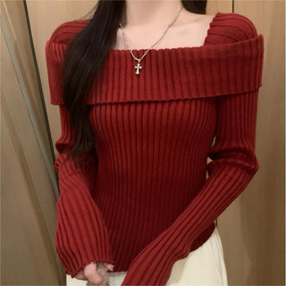 【ʟɪᴏɴɴ現貨】韓系氣質杏色/酒紅長袖上衣 針織上衣 衣服 女裝 秋天女裝 秋冬女裝 襯衫 秋冬裝 女生上衣 韓國女裝