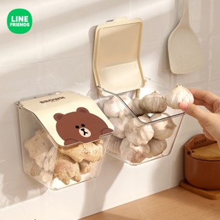 臺灣現貨✨ LINE FRIENDS 收納盒 置物架 壁掛式收納盒 黏貼式收納盒 免打孔 BROWN 熊大