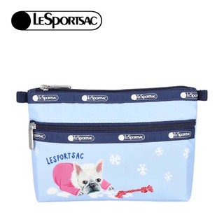 |快速出貨|Lesportsac Cosmetic Clutch 雙層拉鍊收納化妝包/ 雪國汪星人 開學季禮物