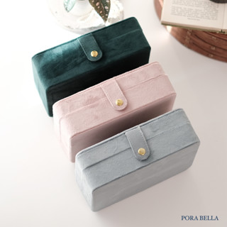 <Porabella>新款質感絨布首飾盒 絨布便攜式首飾盒雙層收納 飾品收納盒 絨布盒飾品盒 戒指項鍊耳環耳夾收納