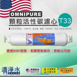 美國進口OMNIPURE 顆粒活性碳濾心 小T33型 / 淨水器 RO濾芯 後置濾心【清淨水精品生活館】