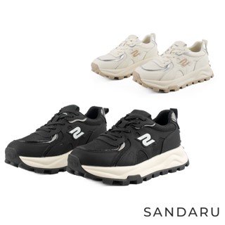 山打努SANDARU-休閒鞋 真皮復古層次拼接銀老爹鞋