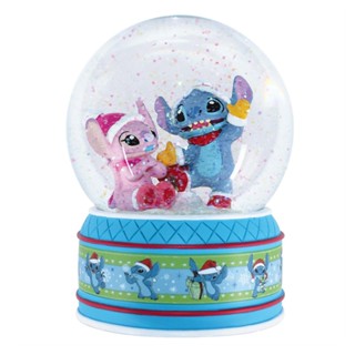 Enesco精品雕塑 Disney 迪士尼 星際寶貝 史迪奇和安琪聖誕水晶球 EN36725