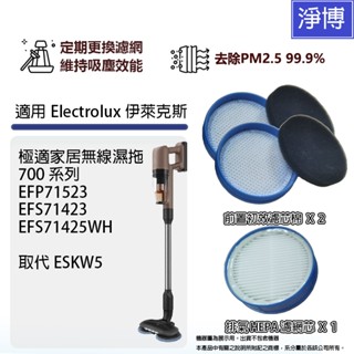 適用electrolux伊萊克斯極適家居700系列無線濕拖efp71523 efs71423 hepa濾網濾芯eskw5