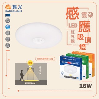 【舞光】16W 雲朵感應吸頂燈 感應吸頂燈 LED吸頂燈 紅外線感應吸頂燈 日夜模式 玄關 走道 樓梯 超薄 簡約