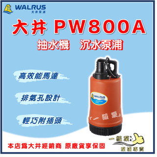 ❗最便宜❗【一級泵】🌸免運🌸 大井PW800A 2" 800W 沉水泵浦 沉水馬達 抽水機 水龜 限清水 PW800