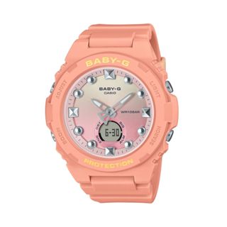 【CASIO 卡西歐】BABY-G 漸變冬日色彩 繽紛閃耀雙顯錶款 橘 BGA-320-4A1 42.4mm