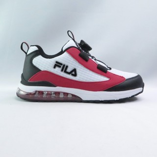 FILA 慢跑鞋 3J424Z120 中大童鞋 運動鞋 免綁鞋帶 旋鈕轉扣 足弓支撐 抗菌防臭 黑紅 iSport愛運動