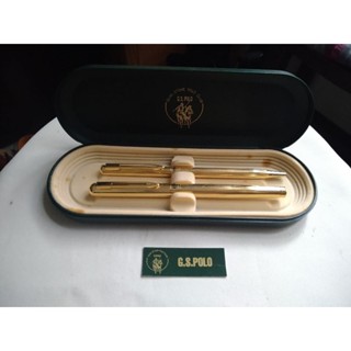 品牌G.S.POLO金色鋼珠筆,原子筆對筆，附盒，原價600（7646）