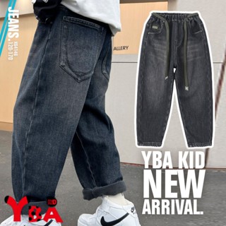 【YBA童裝】春秋款褲腰造型收束褲口復古單寧牛仔長褲12/17(藍)【K64146】[預購]