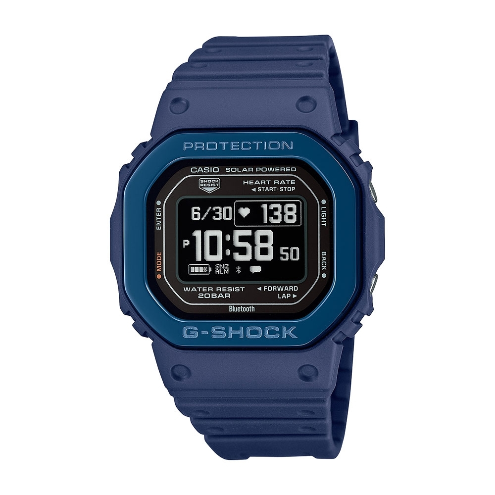 【CASIO 卡西歐】G-SHOCK 心率偵測 太陽能電力 湛藍 經典方型 運動系列 DW-H5600MB-2_44.5