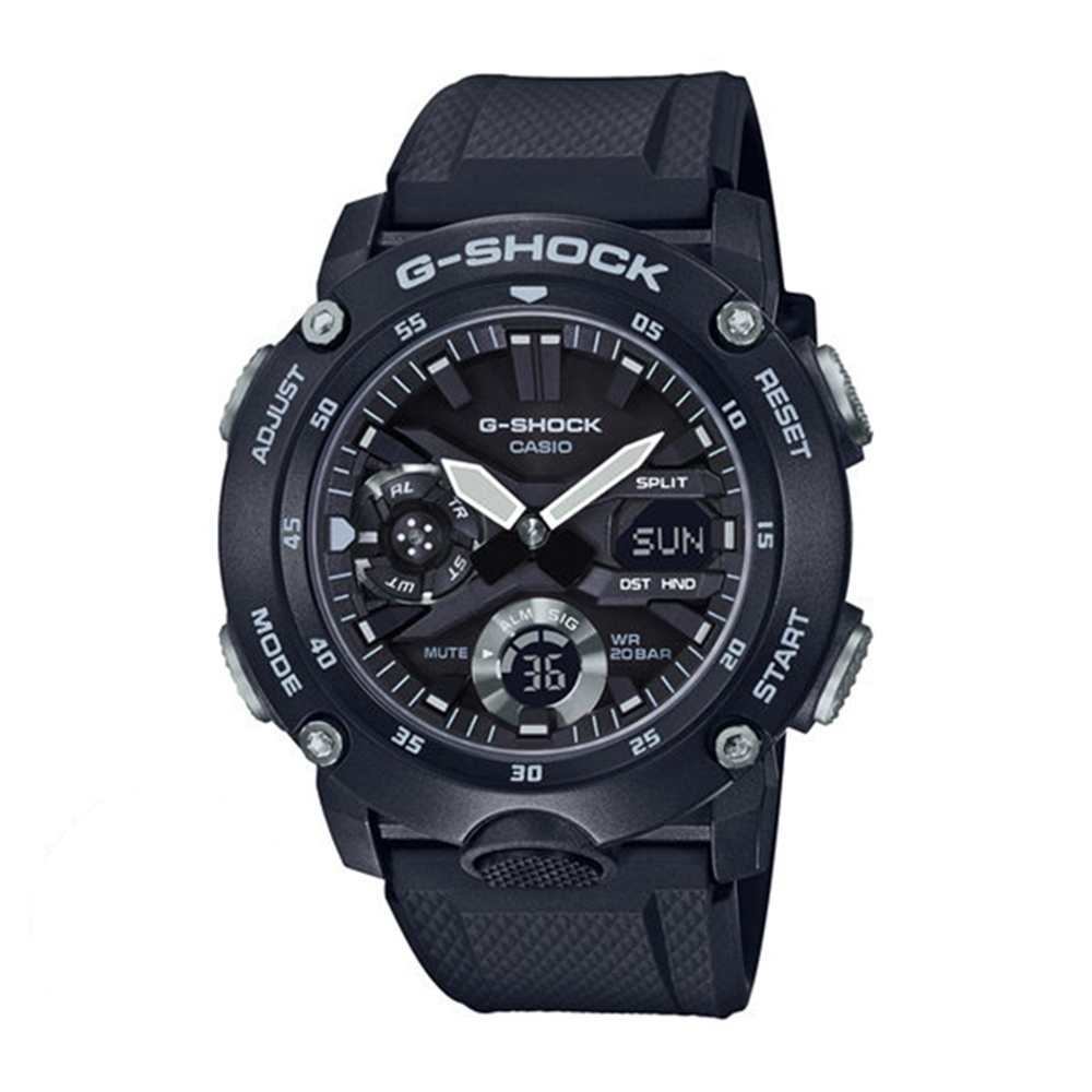 【CASIO 卡西歐】G-SHOCK 雙顯手錶GA-2000S-1A-黑/51.2mm