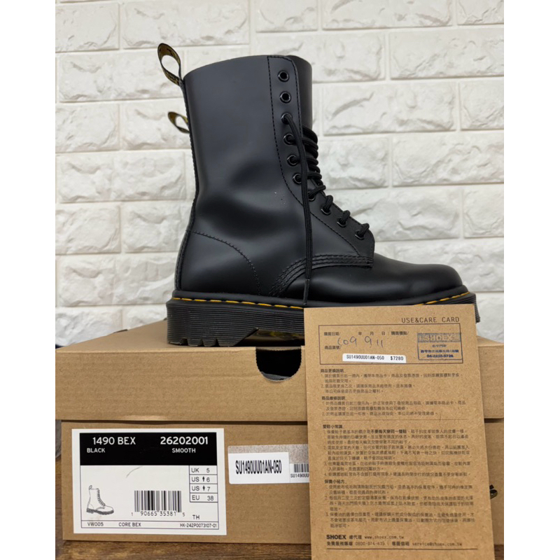 出清*正品二手9成新 經典 Dr.Martens 英國 馬汀大夫 黑 1490 BEX 10孔 時尚流行 拉鍊鞋帶