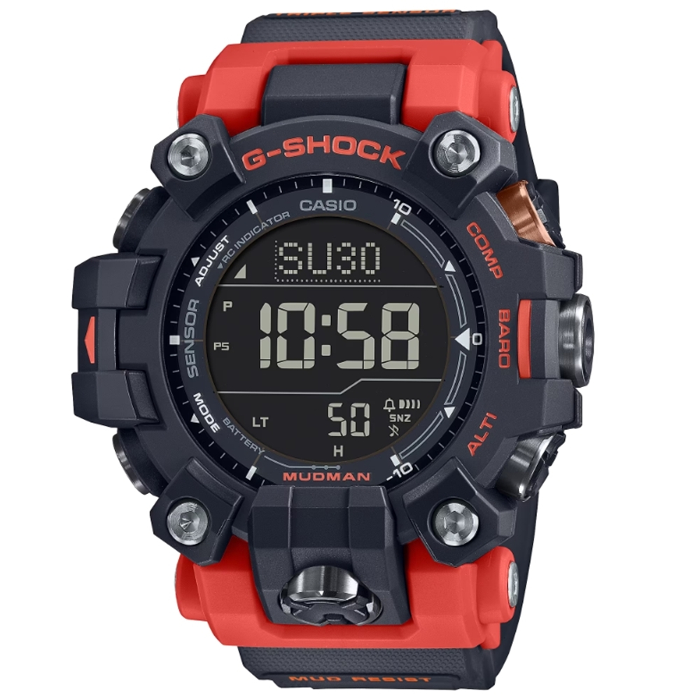 【CASIO 卡西歐】G-SHOCK 電波 太陽能 三重感應器 酷黑紅 GW-9500-1A4_52.7mm